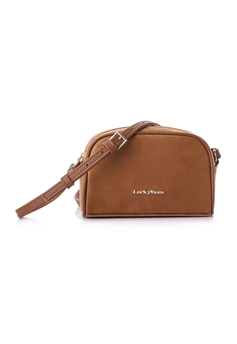 Geanta crossbody  din piele intoarsa sintetica, Maro, 14 x 21 x 8 CM
