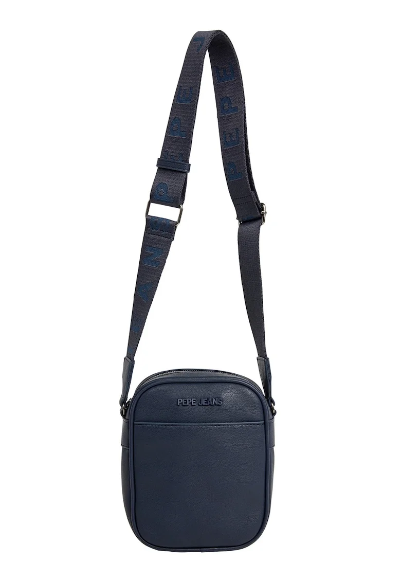 Geanta crossbody din piele ecologica cu bareta cu model logo, Bleumarin
