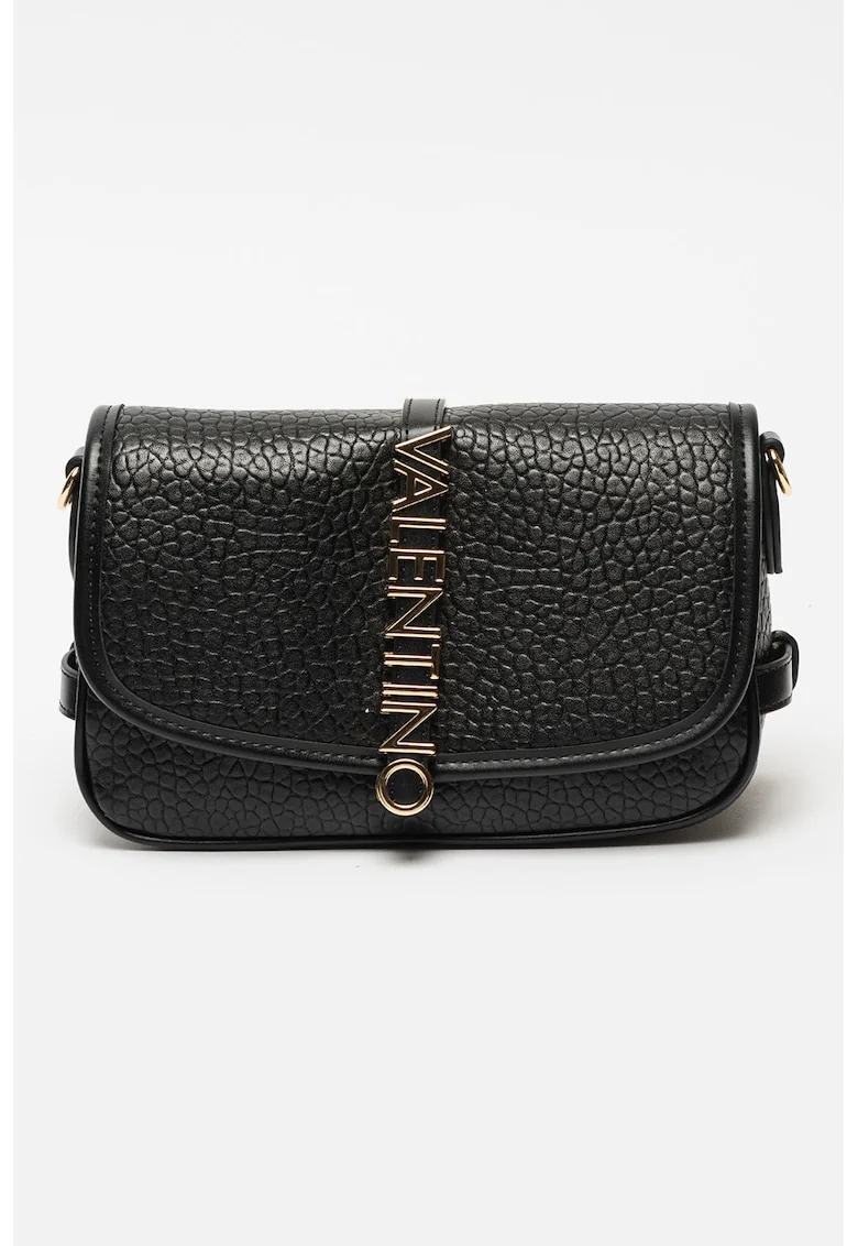 Geanta crossbody de piele ecologica cu aspect texturat, Negru