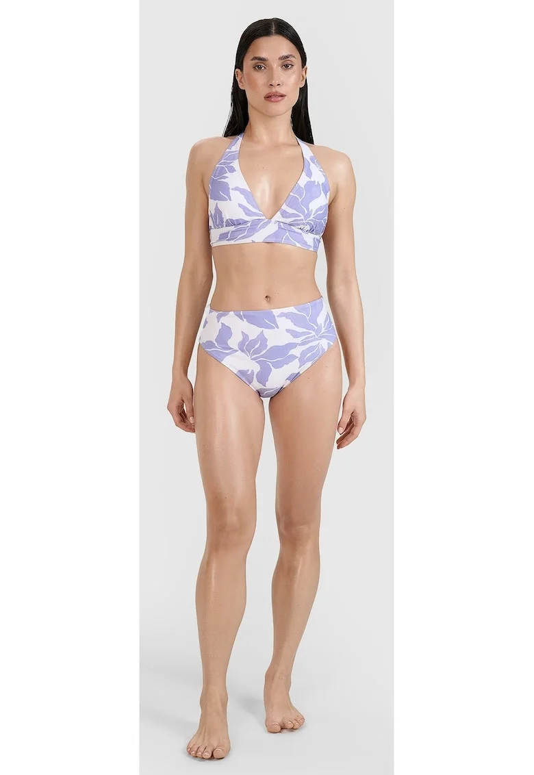 Slip de bikini  violet, material elastic, talie inalta, set pentru femei