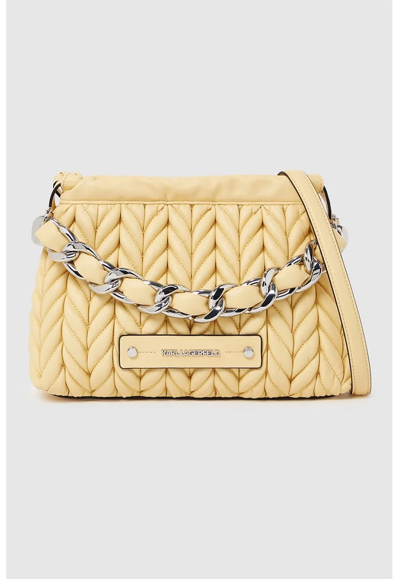 Geanta crossbody de piele ecologica, Galben pal