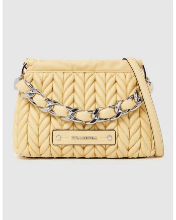 Geanta crossbody de piele ecologica, Galben pal