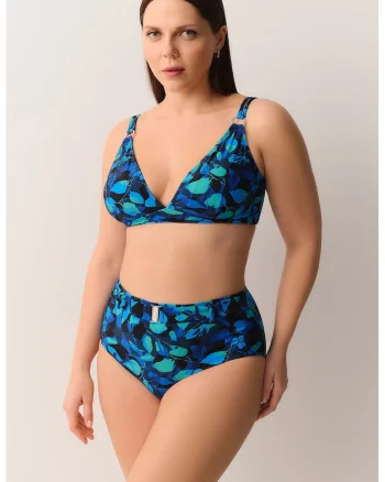Slip cu model si talie inalta, Negru/Verde lime/Albastru