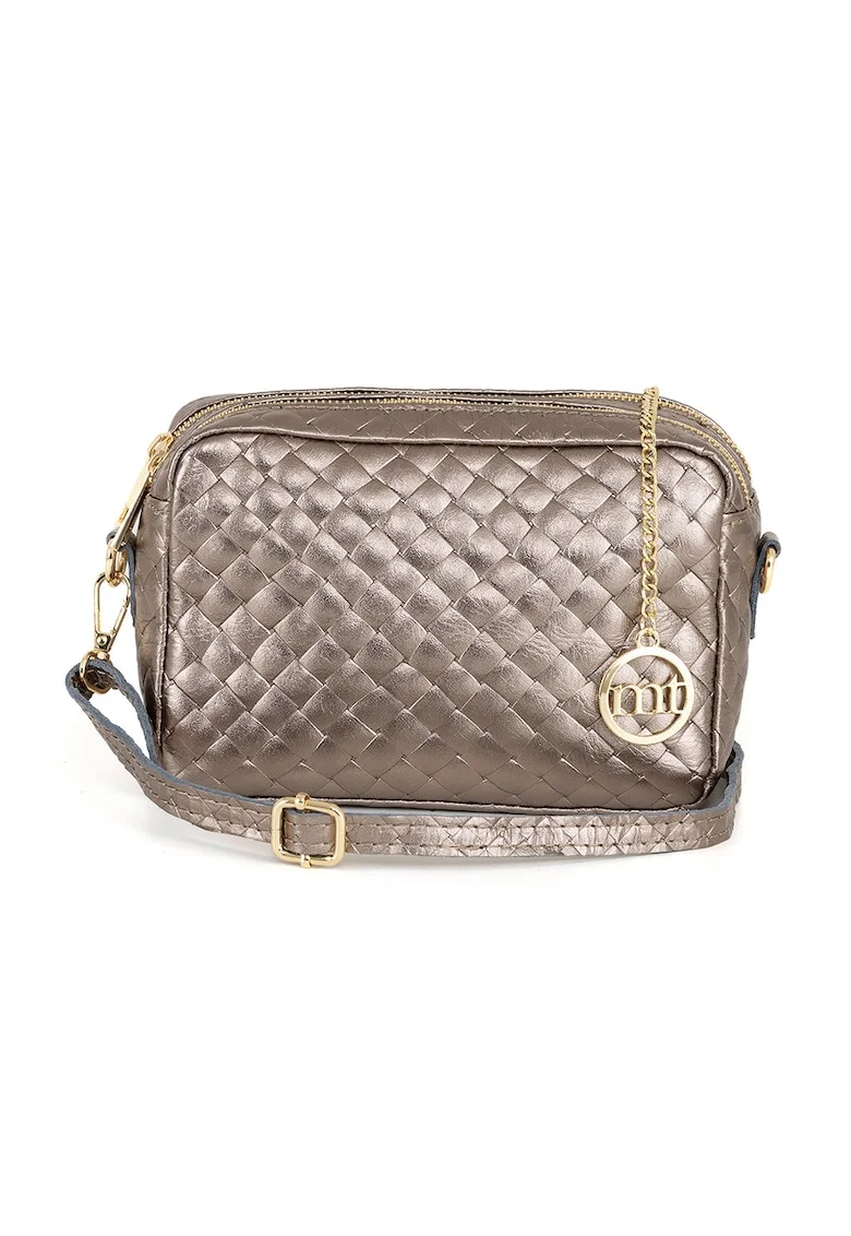 Geanta crossbody din piele cu bareta detasabila, Auriu