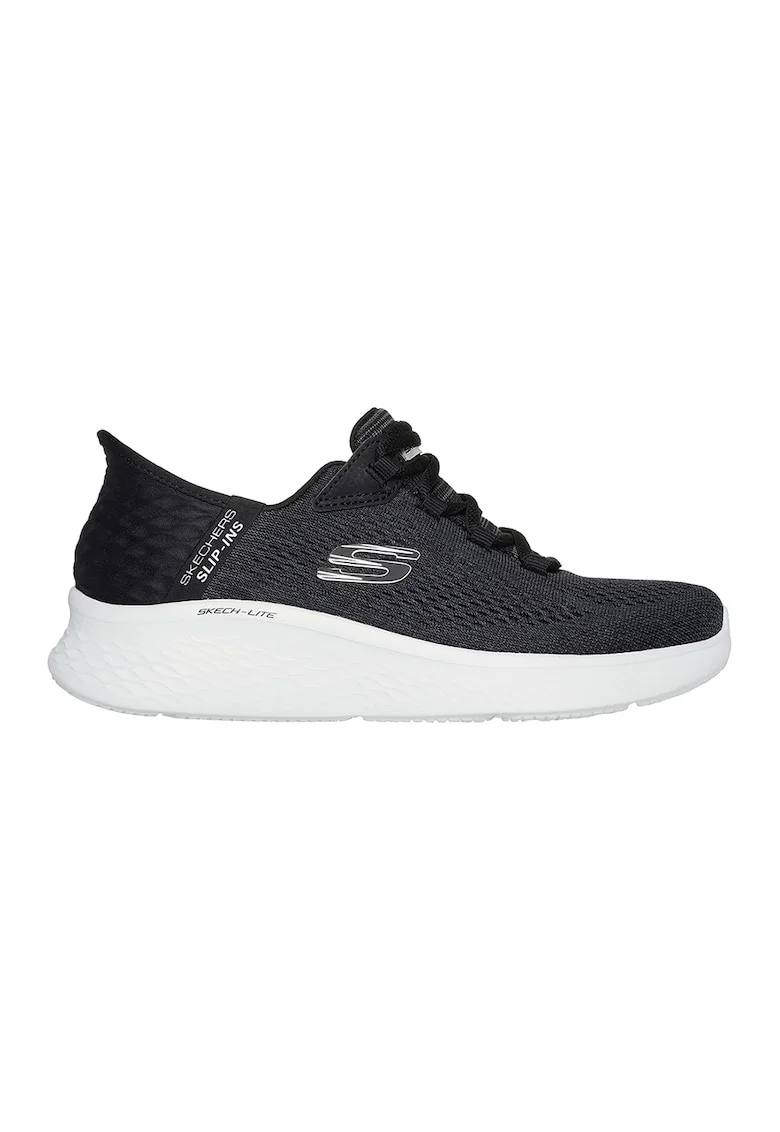 Pantofi sport Slip-Ins de piele ecologica cu sireturi, Negru, Negru
