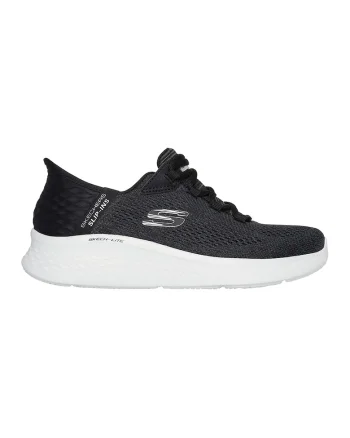 Pantofi sport Slip-Ins de piele ecologica cu sireturi, Negru, Negru