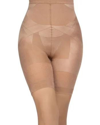 Chiloti boxeri modelatori microfibra cu talia inalta sub sani  Super Slim 140 den, Nude