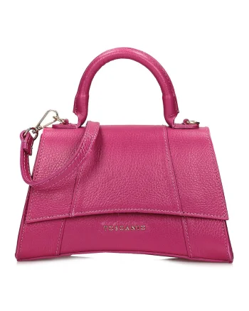 Geanta crossbody din piele cu bareta detasabila, Fucsia