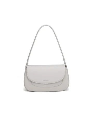 Geanta crossbody din piele ecologica cu clapa Elora, Crem