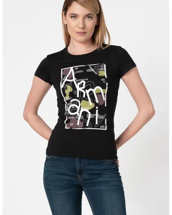 Tricou din bumbac cu imprimeu logo, Alb/Negru/Roz