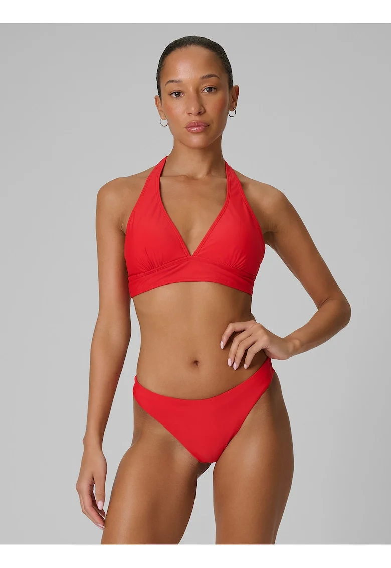 Sutien de baie dama,  cu suport redus, captuseala la bust, rosu, material rezistent la clor,