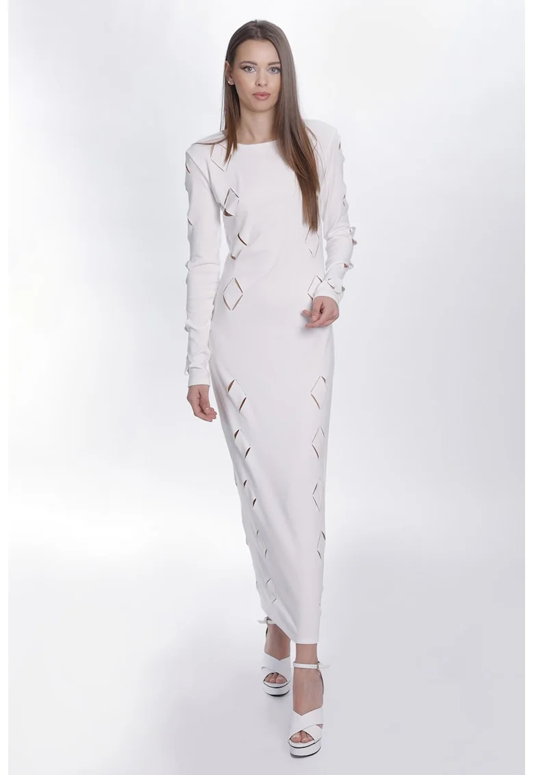 Rochie bodycon cu decupaje, Alb