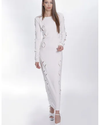 Rochie bodycon cu decupaje, Alb