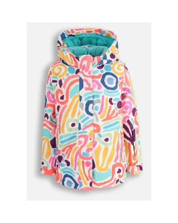 Geaca impermeabila cu imprimeu abstract, Multicolor,
