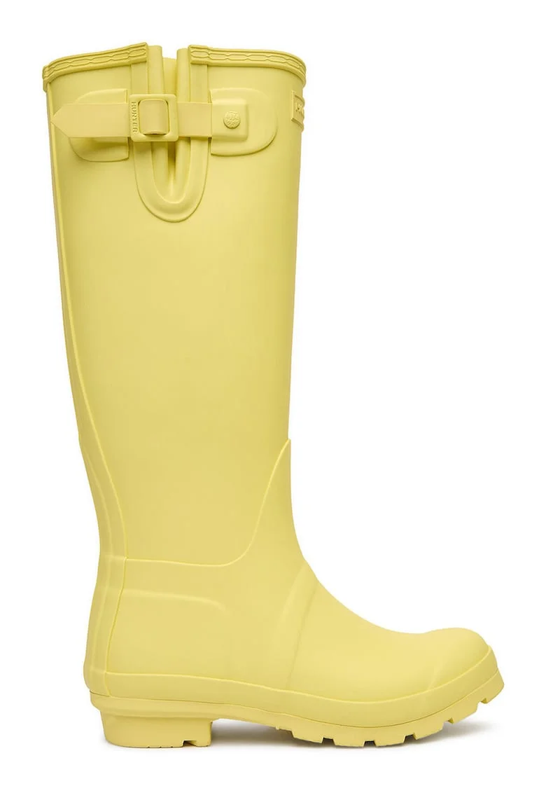 Cizme de cauciuc  pentru femei, galbene, stil de ploaie, slip on, material textil, Galben