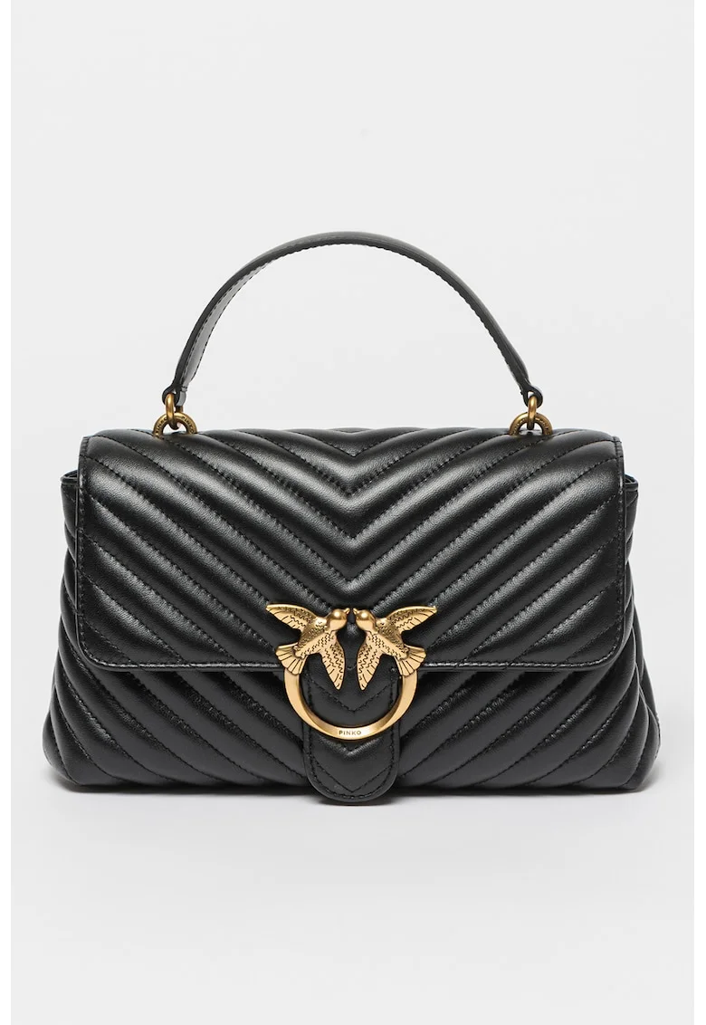 Geanta crossbody de piele Love Lady Puff, Negru