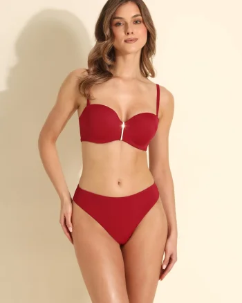 Sutien balconette de baie Isla, cu cupe intarite, Rosu