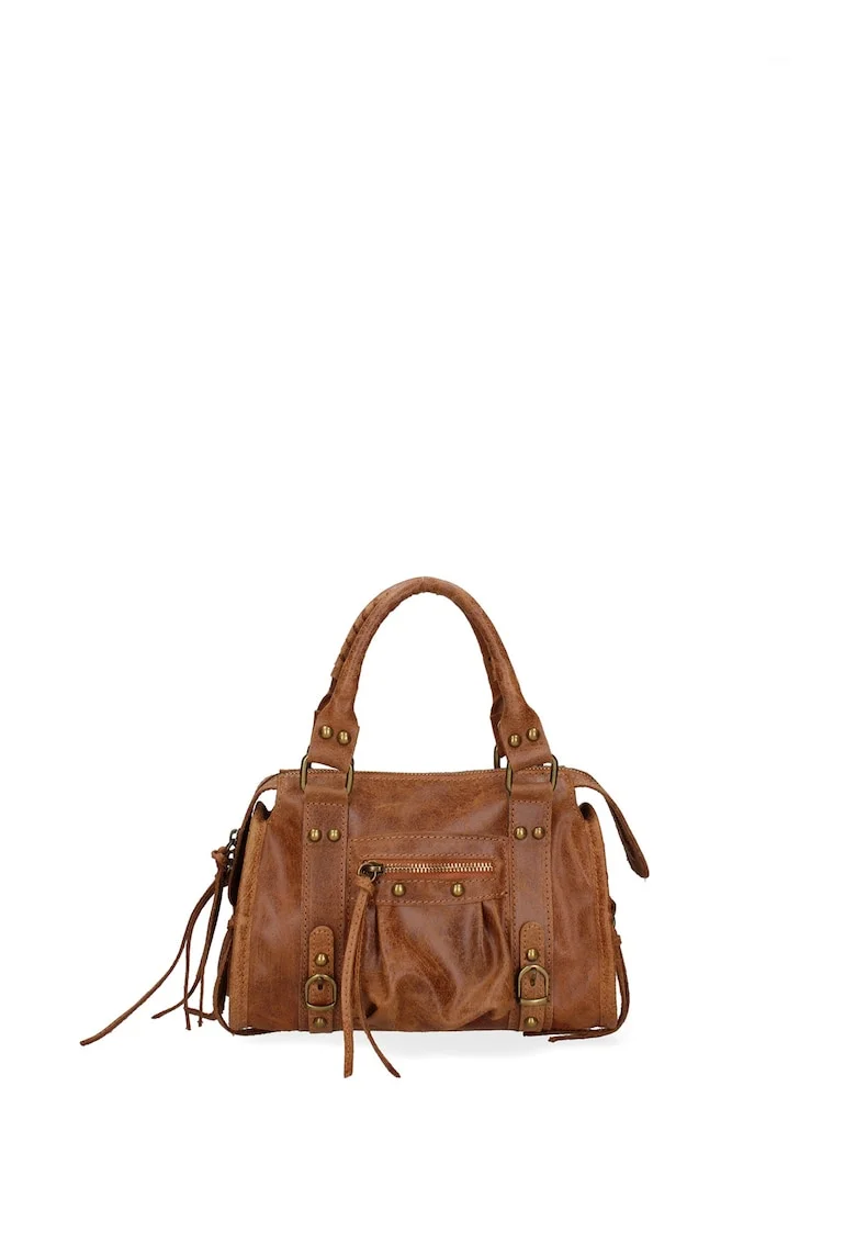 Geanta crossbody din piele intoarsa Erisia, Maro