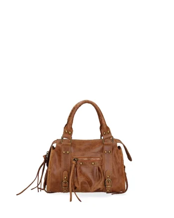 Geanta crossbody din piele intoarsa Erisia, Maro