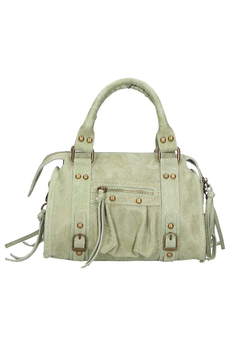 Geanta crossbody din piele intoarsa Erisia, Verde masliniu