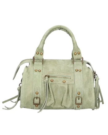 Geanta crossbody din piele intoarsa Erisia, Verde masliniu