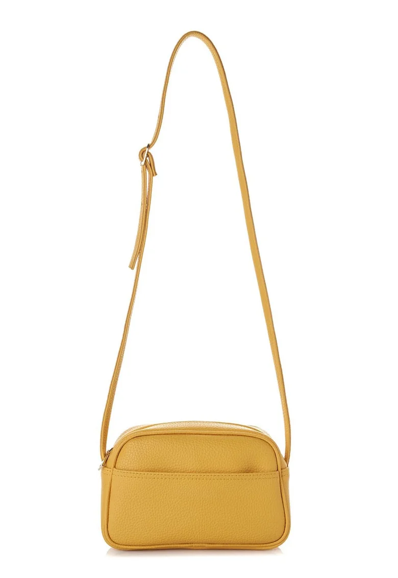 Geanta crossbody din piele ecologica cu bareta ajustabila, Galben