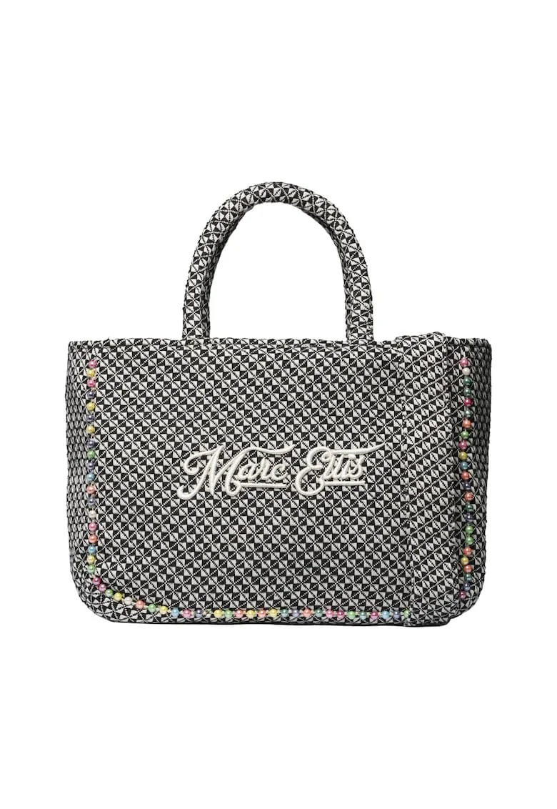 Geanta cu maner si logo Fast, Alb/Negru