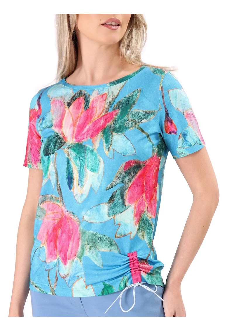 Bluza din jerse elastic cu snur in partea de jos TCC-6V, Albastru