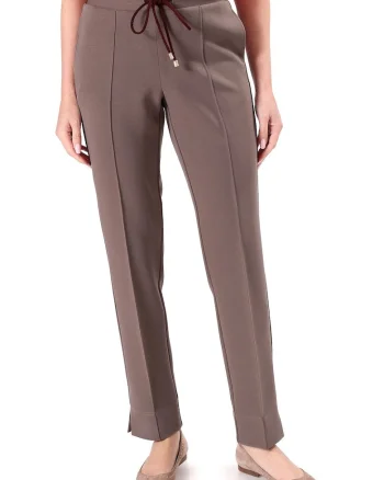 Pantaloni lejeri din stofa plina tip scuba cu bumbac PG9-SG, Maro
