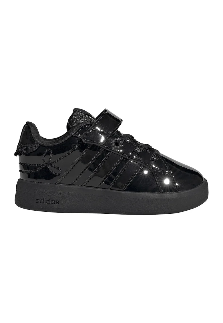 Pantofi sport Grand Court 3.0 din piele ecologica cu inchidere velcro si sireturi elastice, Negru