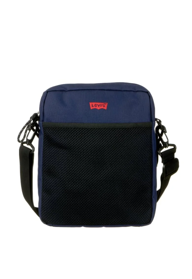 Geanta crossbody cu buzunar exterior de plasa, Bleumarin