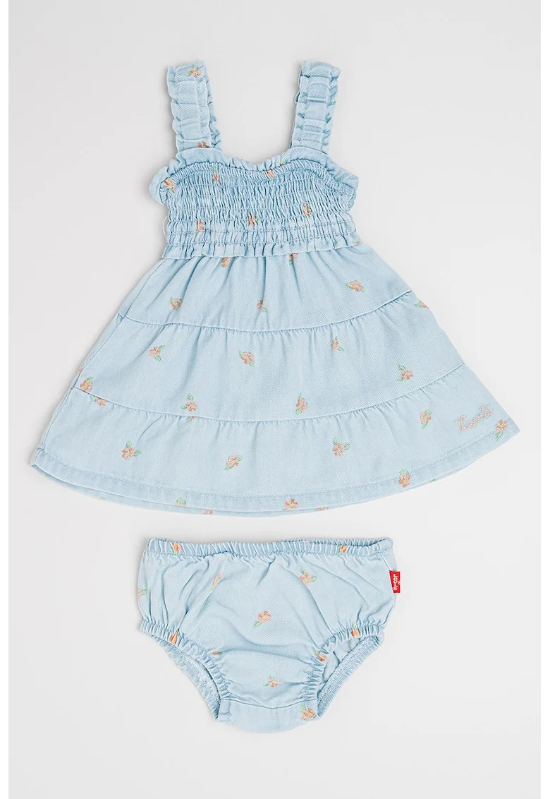 Set de boxeri si rochie denim din lyocell - 2 Piese, Verde/Portocaliu/Albastru deschis