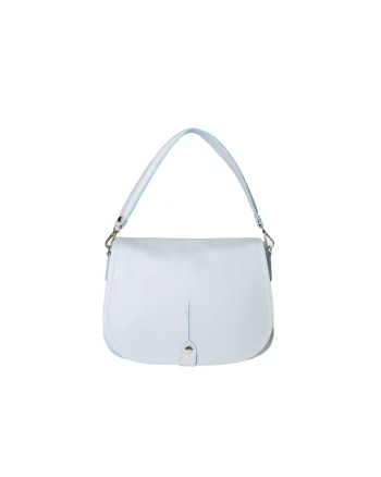 Geanta crossbody de piele cu clapa, Albastru pastel