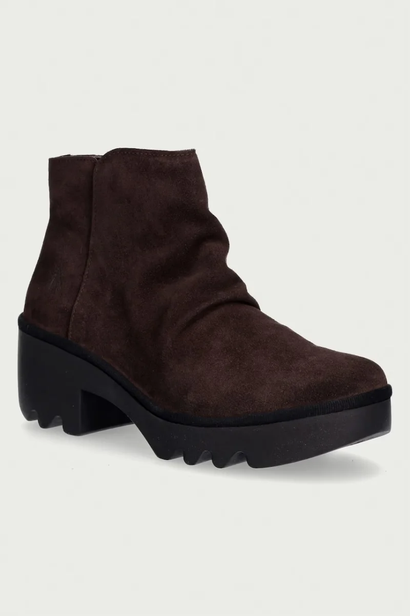 Fly London botine cu toc pentru femei din piele întoarsă TULP592FLY