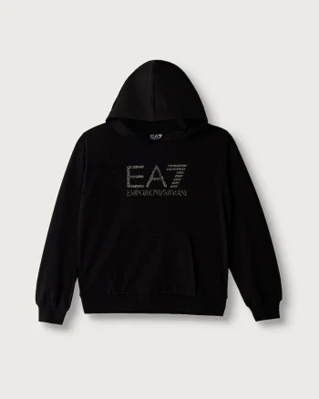EA7 Emporio Armani hanorac cu glugă pentru copii din bumbac cu elastan