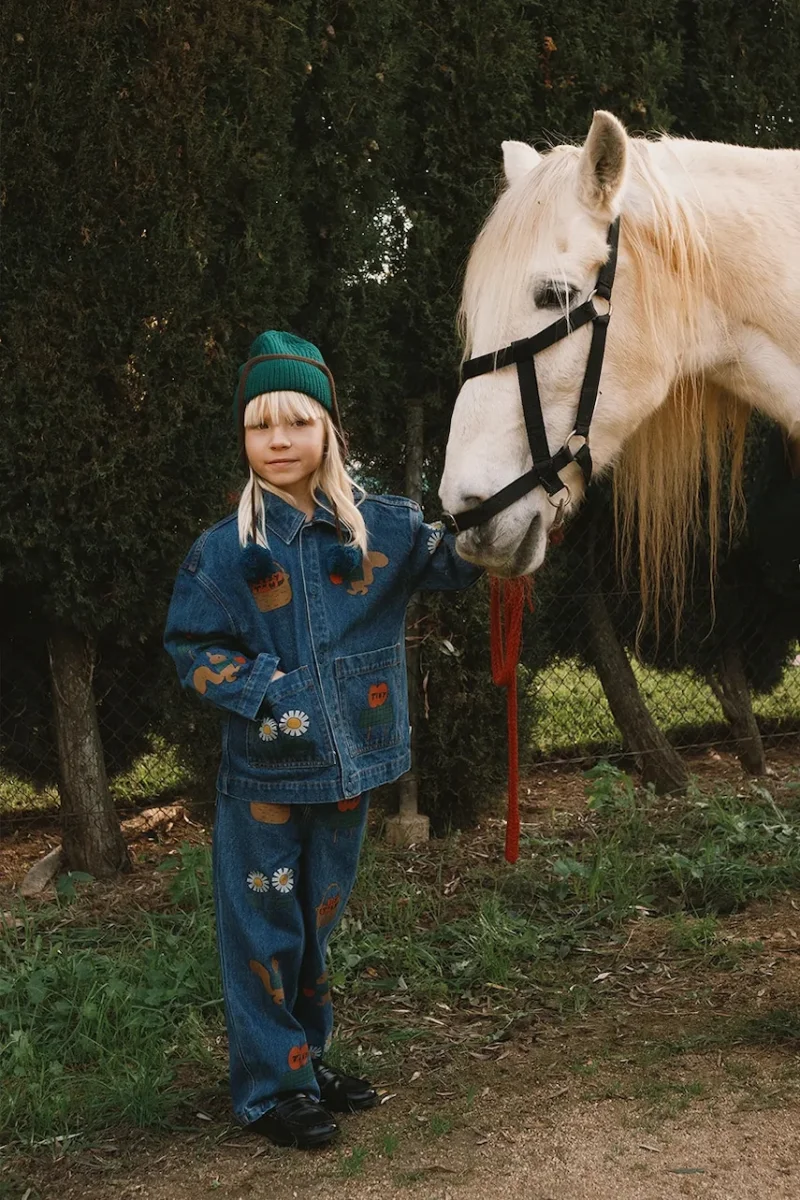 Tinycottons blugi straight pentru copii TINY APPLES DENIM PANT