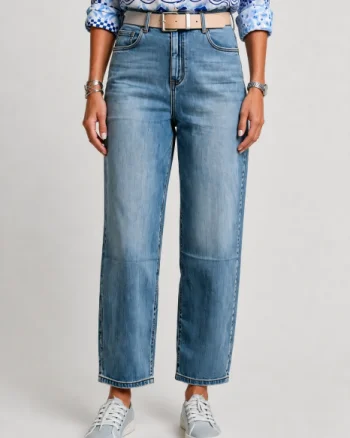 Pantaloni jeans denim CUDI, croiala balon, cu curea inclusa