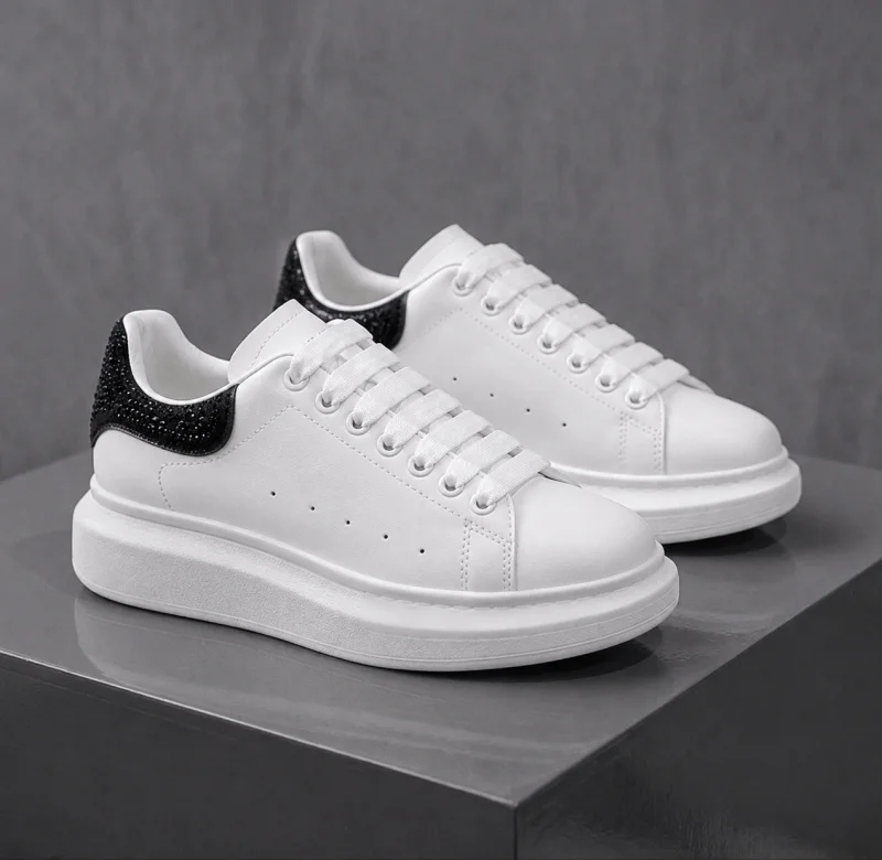 Adidasi dama casual albi cu negru 111