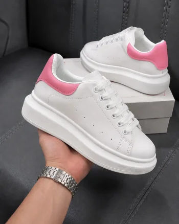 Adidasi dama casual albi cu roz 111