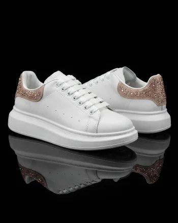 Adidasi dama casual albi cu roz 111