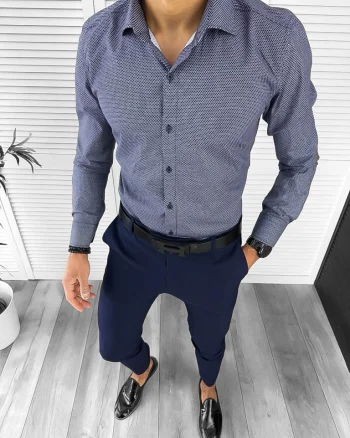 Camasa barbati eleganta cu imprimeu slim fit 13007 W2-3.4.5
