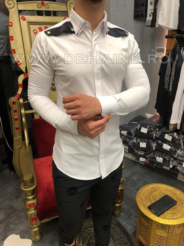 Camasa barbati alba slim fit pentru evenimente B5735 5-4.2