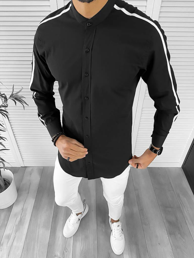 Camasa barbati neagra slim fit 12999 2-2.1