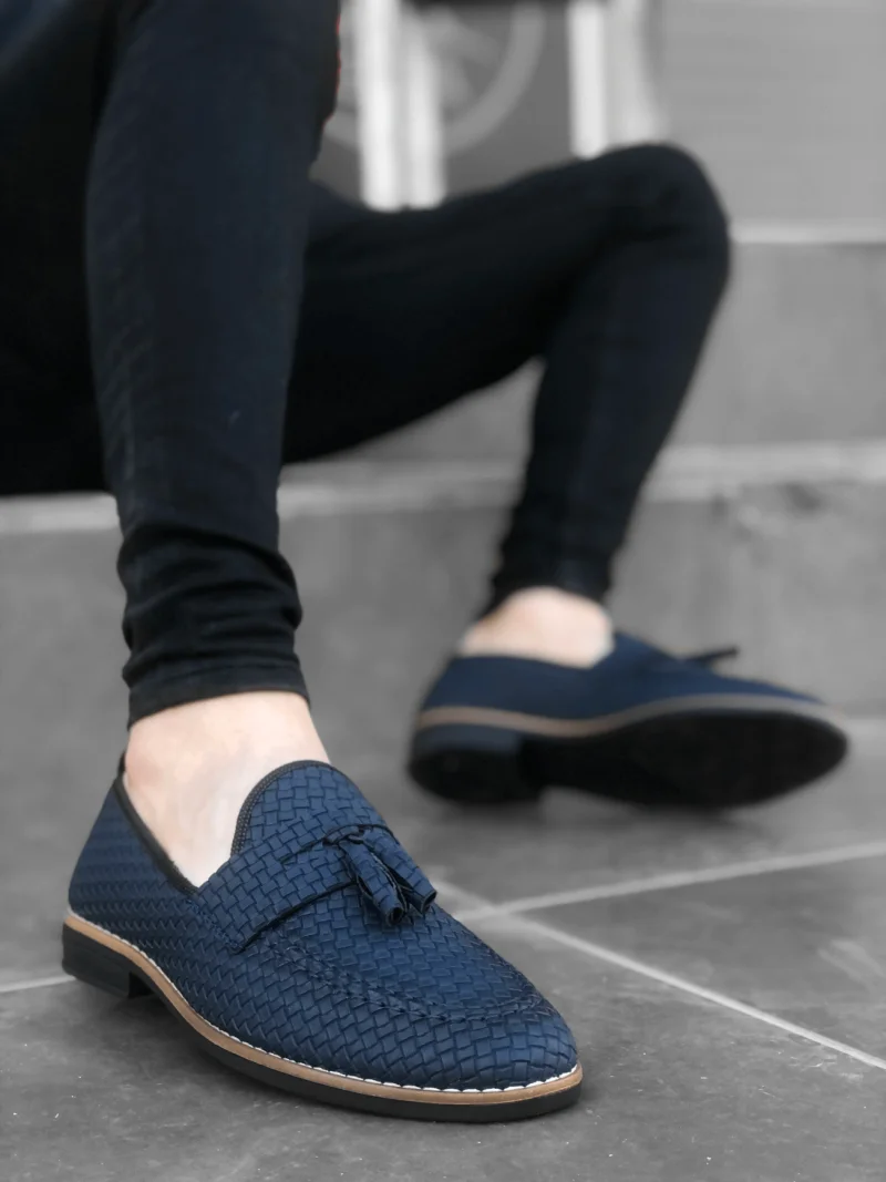Mocasini barbati albastri  tapla subtire  piele eco  comozi 12218 N1-3