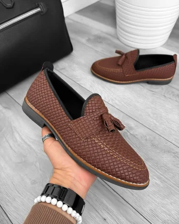 Mocasini barbati maro  tapla subtire  piele eco  comozi 12217 N15-3