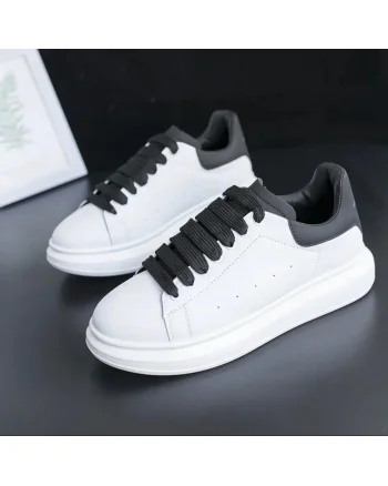 Adidasi unisex vip albi cu sireturi negre  B03  T8-2