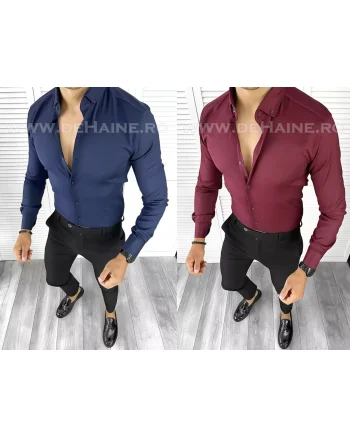Set 2 camasi slim sit bleumarin si grena 12400
