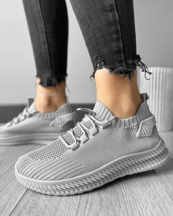 Adidasi dama casual din panza  gri 91  T50-3