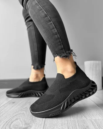 Adidasi dama casual din panza  negri 90   N7-2