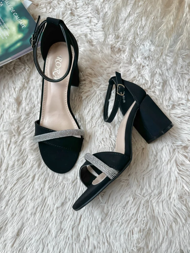Sandale dama negre  piele intoarsa GH110  N13-4